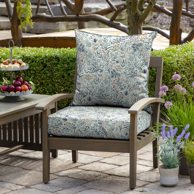 Pistachio Botanical Outdoor Deep Seat Cushion Set, 24 x 24, Polyester