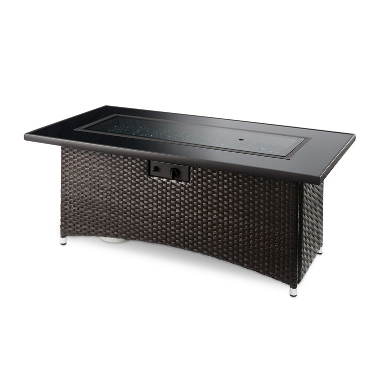 Balsam Wicker Base Gas Fire Pit Table with Glass Top