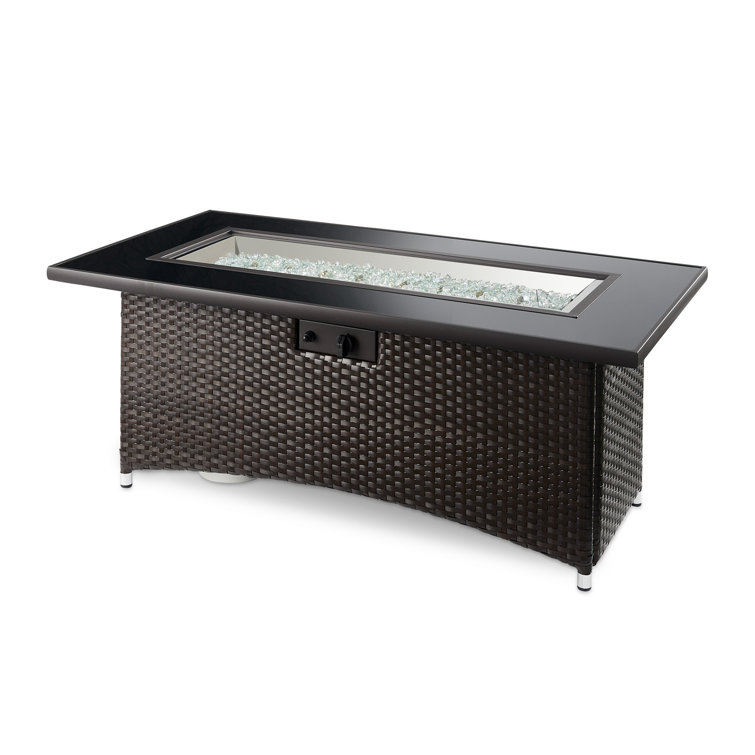 Balsam Wicker Base Gas Fire Pit Table with Glass Top