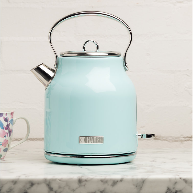Turquoise Stainless Steel 1.8 qt Electric Kettle with Comfort Grip