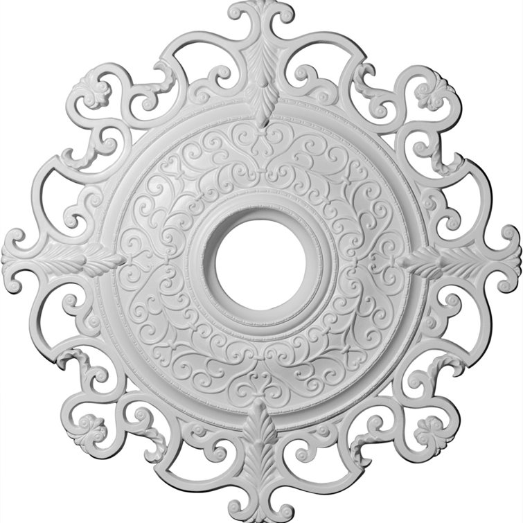 Primed Gray Round Traditional Wood Ceiling Medallion