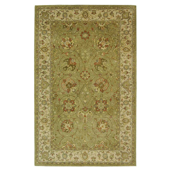 Sage and Beige Hand Tufted Wool Area Rug
