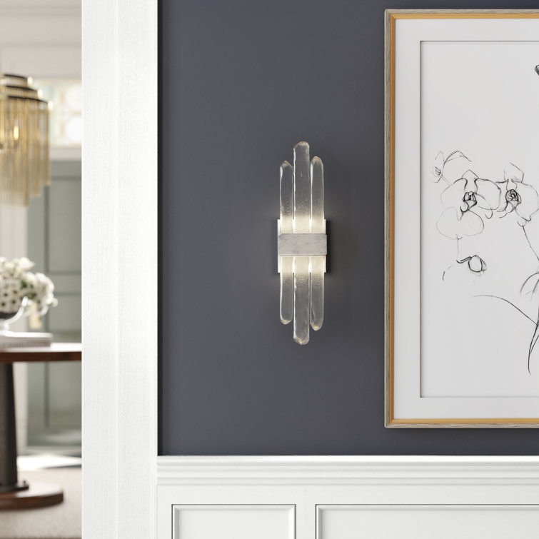 Silver Leaf Rock Crystal LED Wall Sconce