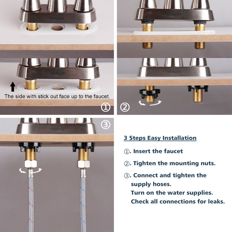 Brushed Nickel Centerset 2-Handle Bathroom Faucet with Drain Assembly