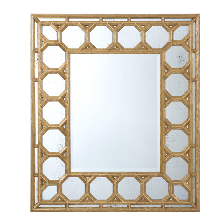 Carmen Gold Wood Frame 42.5'' Beveled Rectangular Wall Mirror