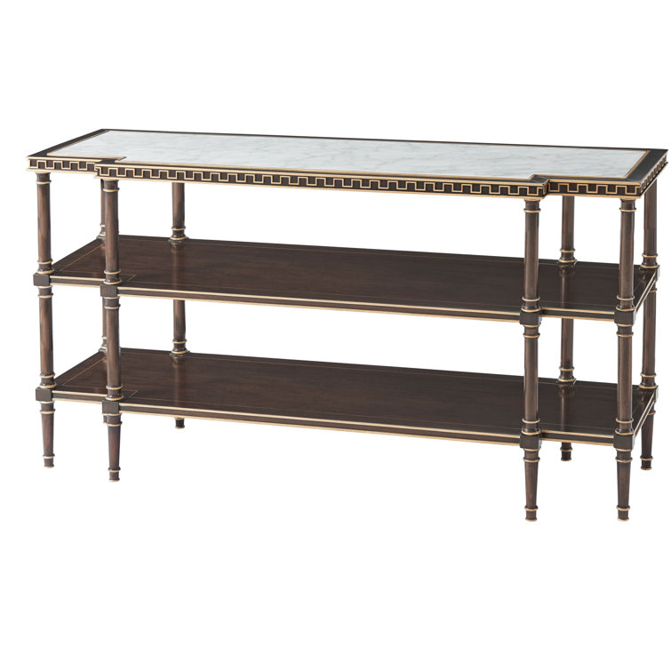 Celia 60'' Gold-Painted Mahogany Console Table with Marble Top