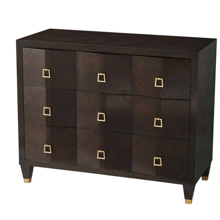 Leif Cambridge Chevron Mahogany 3-Drawer Accent Chest