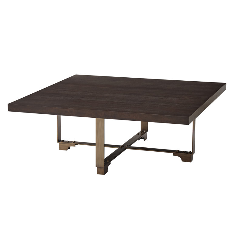 Cambridge Mahogany Veneered Square Coffee Table with Studded Steel Base