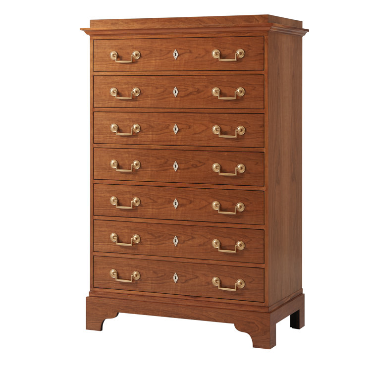 Vienna Brown 7-Drawer Cherry Dresser with Brass Handles