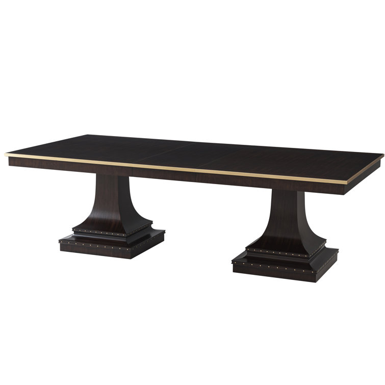 Siena Contemporary Mahogany Extendable Dining Table with Brass Details
