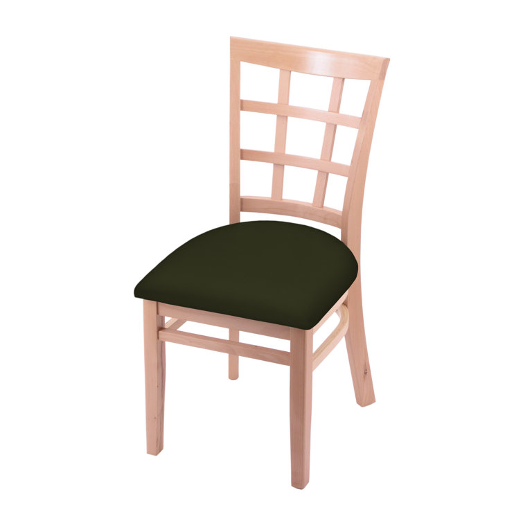 Natural Pine Upholstered Faux Leather Side Chair
