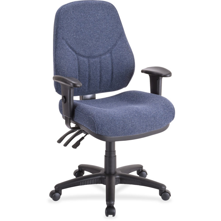 High-Back Blue Fabric Task Chair with Lumbar Support