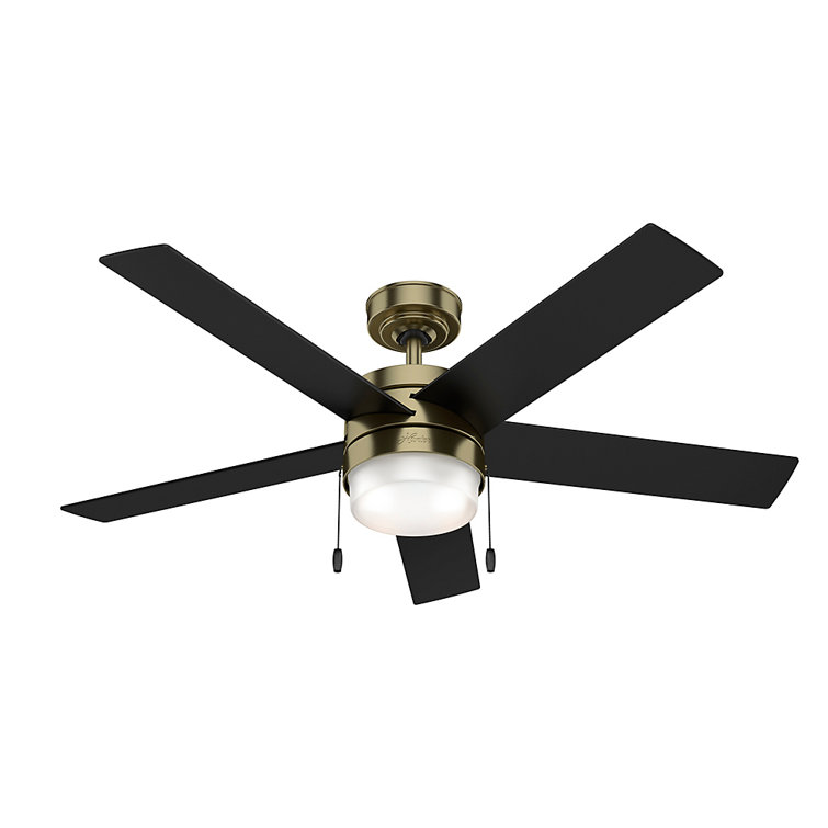52" Modern Brass Ceiling Fan with LED Light and Reversible Blades