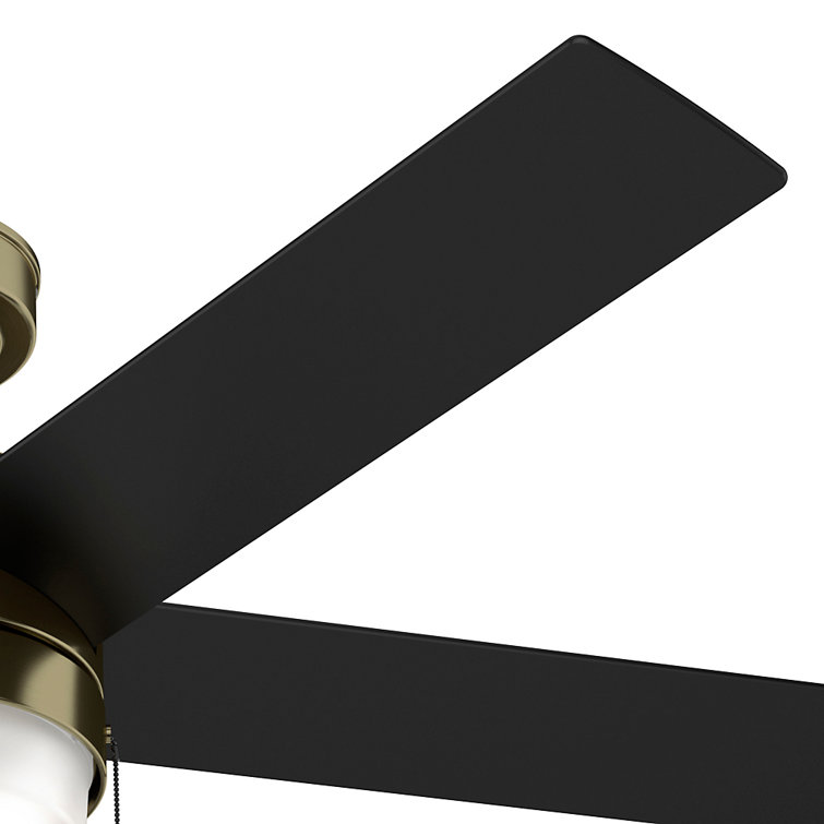 52" Modern Brass Ceiling Fan with LED Light and Reversible Blades