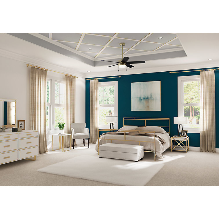 52" Modern Brass Ceiling Fan with LED Light and Reversible Blades
