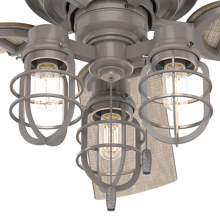 52" Quartz Grey Metal Industrial Ceiling Fan with LED Light