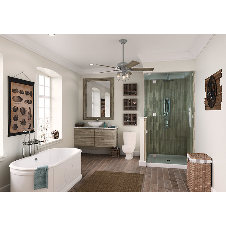 52" Quartz Grey Metal Industrial Ceiling Fan with LED Light