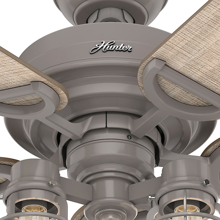 52" Quartz Grey Metal Industrial Ceiling Fan with LED Light