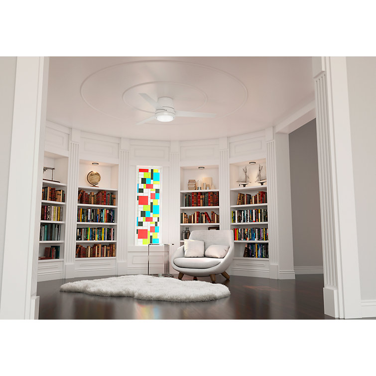 Fresh White 54" Low Profile LED Ceiling Fan with Remote