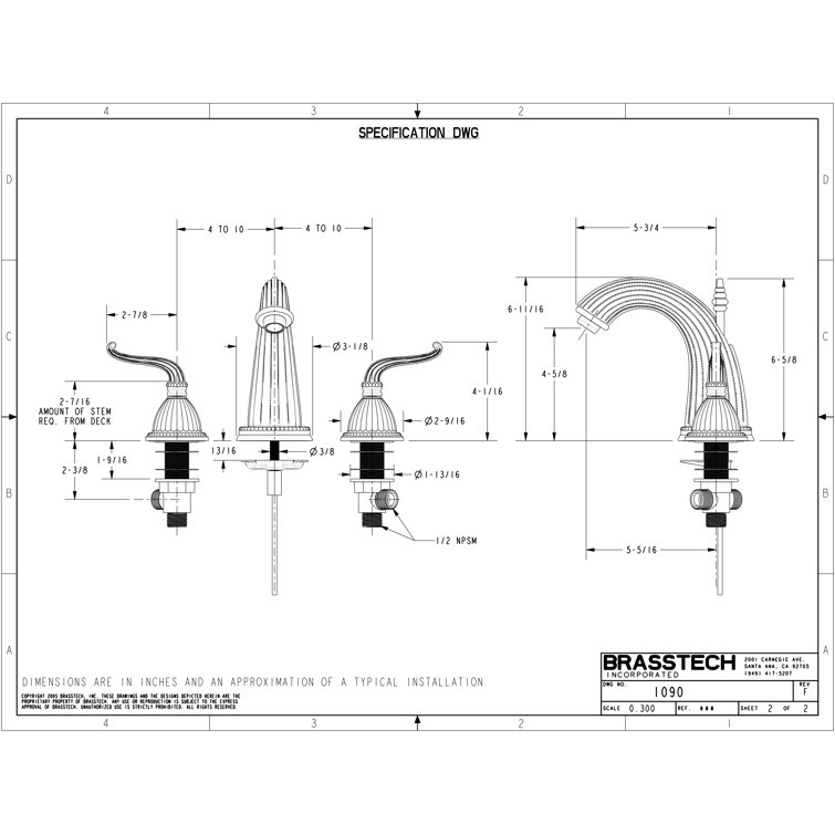 Alexandria Bronze 3-Hole Widespread Lavatory Faucet