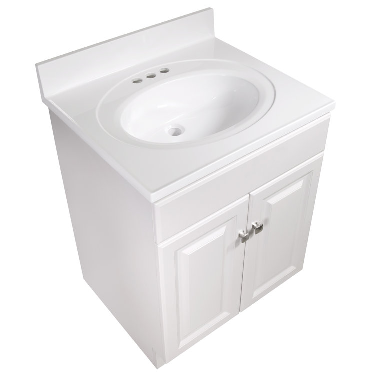 White Cultured Marble Single Vanity Top with Backsplash