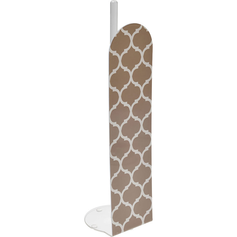 Taupe and White Plastic Moroccan Freestanding Toilet Paper Holder