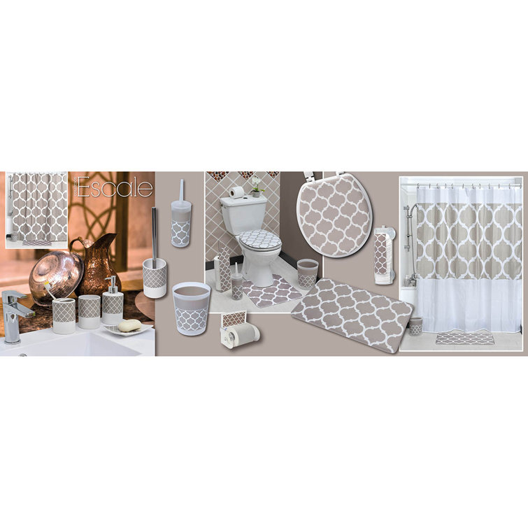 Taupe and White Plastic Moroccan Freestanding Toilet Paper Holder