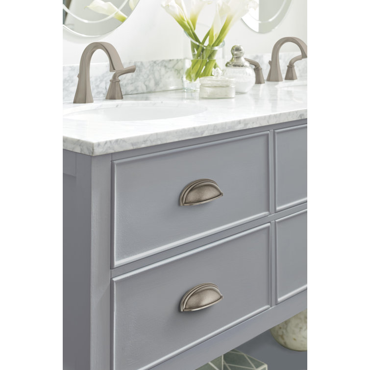 Weathered Nickel Traditional Cup Pull with Mounting Hardware