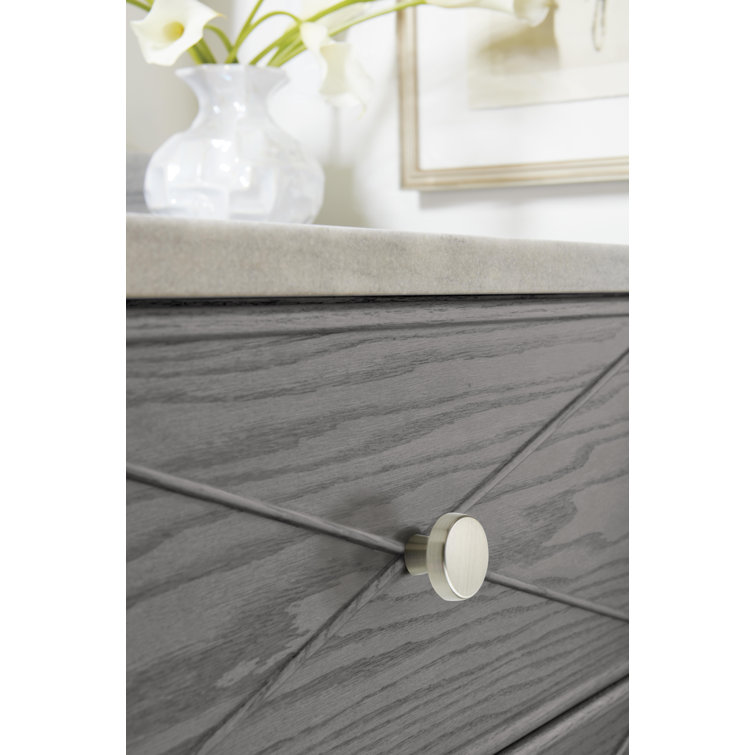 Satin Nickel Round Cabinet Knob with Mounting Hardware