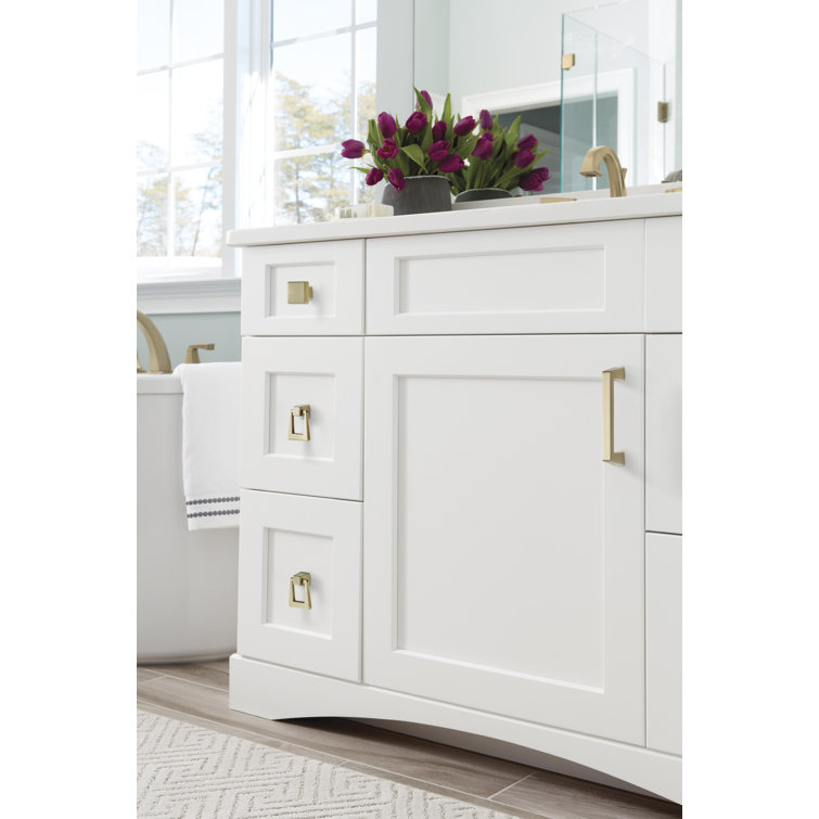 Golden Champagne Square Modern Cabinet Knob with Mounting Hardware