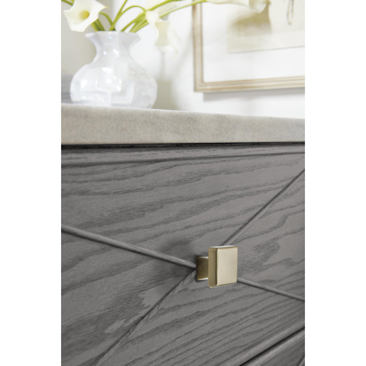 Golden Champagne Square Modern Cabinet Knob with Mounting Hardware