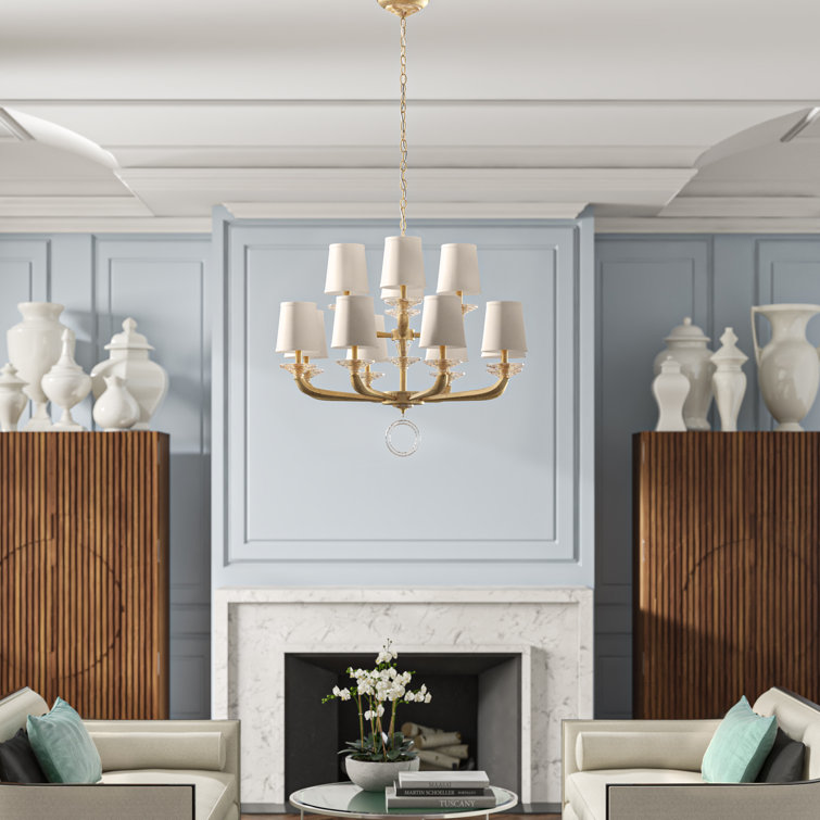 Emilea Etruscan Gold 12-Light Chandelier with Clear Optic Crystals