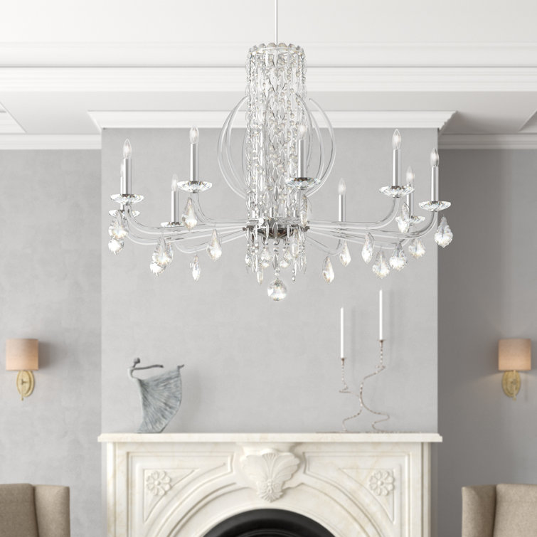 Sarella Antique Silver 10-Light Crystal Empire Chandelier