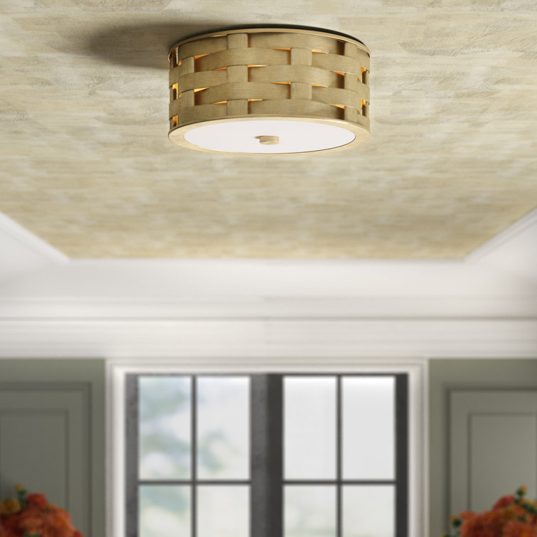 Ella Modern Nickel and Glass Drum Flush Mount with Silver Accents