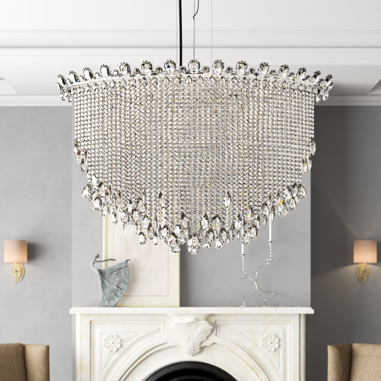Heritage Clear Crystal & Stainless Steel 8-Light Geometric Chandelier