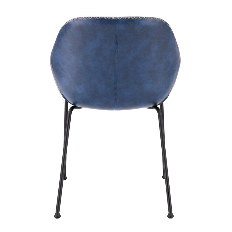 Vintage Dark Blue Faux Leather Low Back Side Chair Set