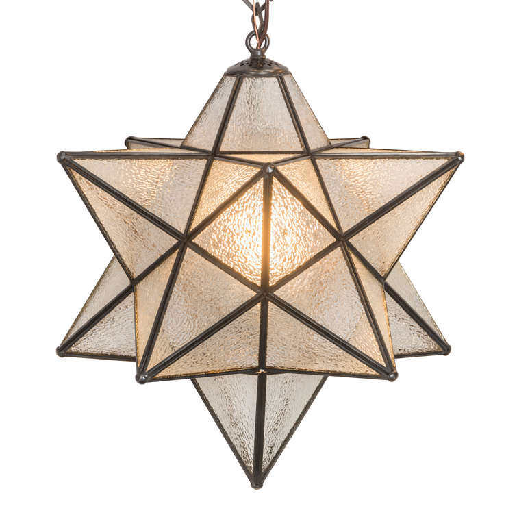 Moravian Star 5-Light Bronze & Glass Cluster Pendant