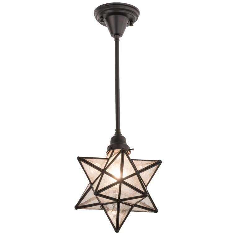 Craftsman Brown Glass Moravian Star Pendant Light