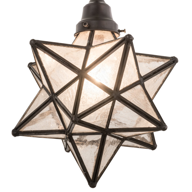 Craftsman Brown Glass Moravian Star Pendant Light