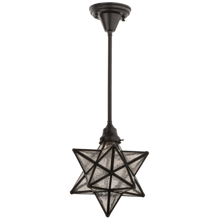 Craftsman Brown Glass Moravian Star Pendant Light