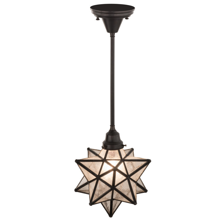 Craftsman Brown Glass Moravian Star Pendant Light