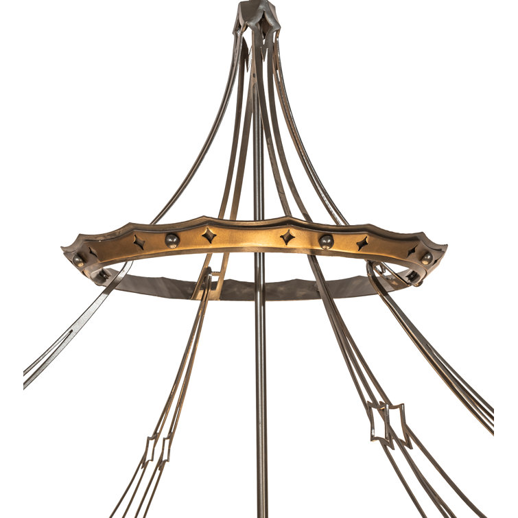 Fleur-de-Lite 57" Copper and Glass Indoor/Outdoor Pendant