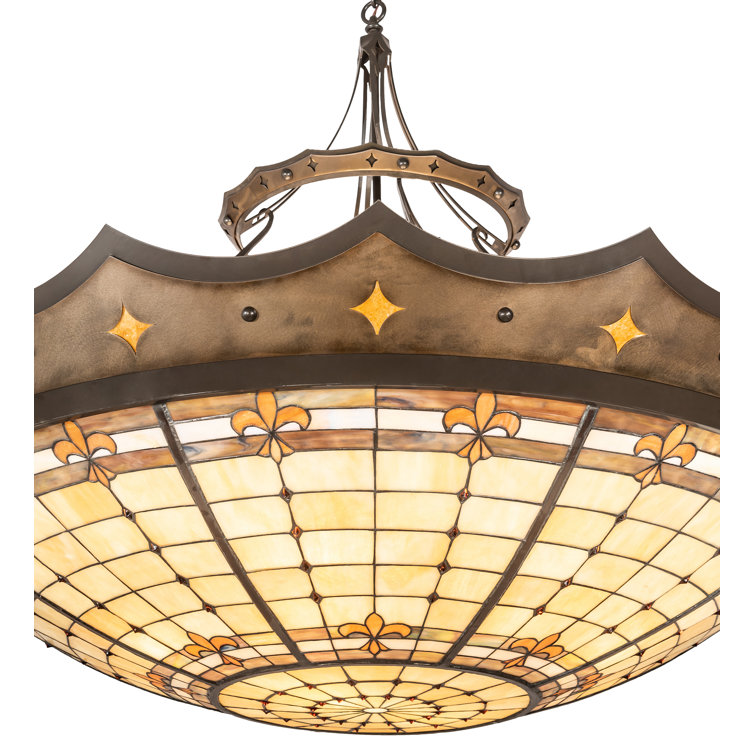 Fleur-de-Lite 57" Copper and Glass Indoor/Outdoor Pendant