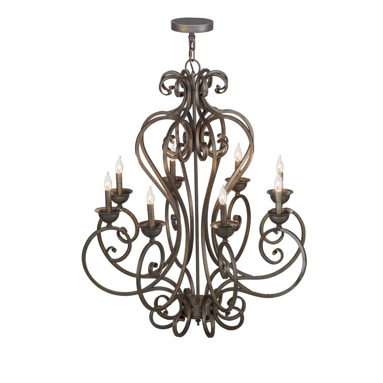 Fernando French Bronze 8-Light Candle Chandelier