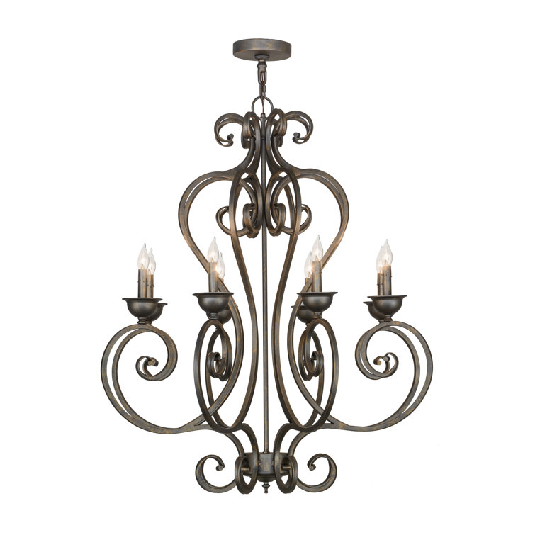 Fernando French Bronze 8-Light Candle Chandelier