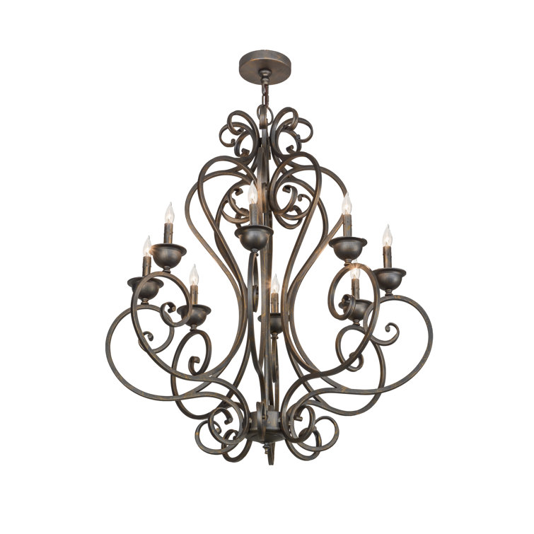 Fernando French Bronze 8-Light Candle Chandelier
