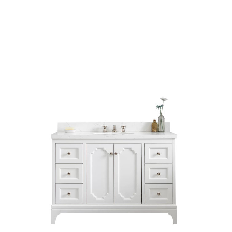 White 48'' Single Bathroom Vanity with Quartz Top