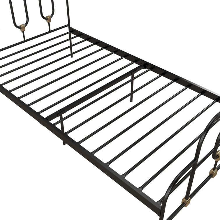 Olivia Twin Black and Gold Metal Bed Frame with Headboard