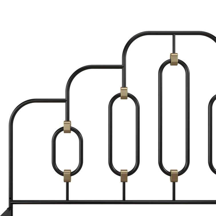 Olivia Twin Black and Gold Metal Bed Frame with Headboard