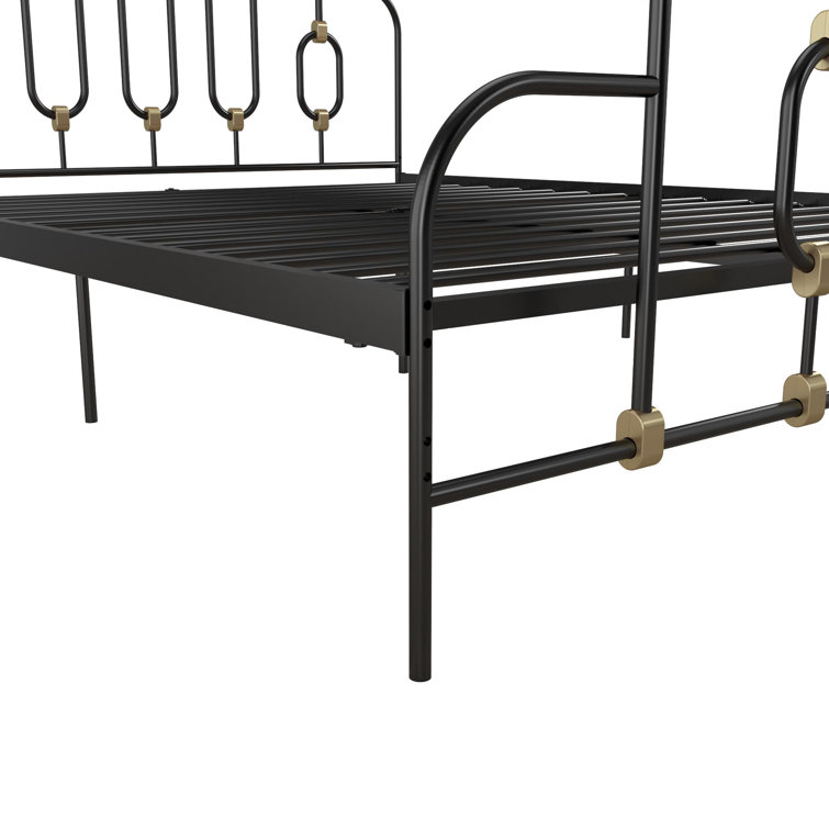 Olivia Twin Black and Gold Metal Bed Frame with Headboard